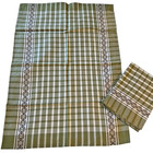 Kitchen Dish Towel Set 2 Nos Woven 100  Cotton Plaid Geometric Avocado Brown Vtg