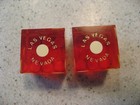 Hilton Casino Las Vegas Pair Of Red Dice W light Blue   Gold Chrome Lettering