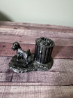 Michael Ricker Pewter Sculpture Dog Peeing On Trash Can 1994 Signed
