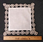Vintage Ivory Fine Linen Ladies Wedding   Bridal Hanky With Tatted Lace Edgetrim