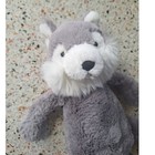 Jellycat Bashful Quinn Wolf Grey White Shaggy Plush Stuffed Animal 13 