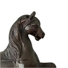 Vintage Spelter Cast Metal Horse Statue Clock Topper  Floral Base With Red Color