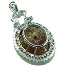 Smoky Topaz Pendant 45 5ct Carved 925 Sterling Silver Handmade Oval
