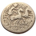 Denarius Atilius Saranus 155 Bc Roman Republic Biga Roma Ancient Silver Coin 14q