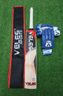 Veles Stronger  Custom Made English Willow Cricket Bat   Veles Batting Gloves