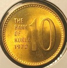 1972 South Korea 10 Won Gem Unc Pq  4 