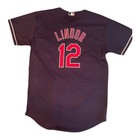 Mlb Cleveland Indians Francisco Lindor Youth Xl Jersey Navy Blue Baseball Shirt