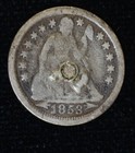 1853 Love Token Engraved F W  Design Silver Liberty Seated Dime 10c Ten Cents