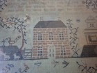 Reproduction Antique Sampler House Dog Flowers Verse 1889