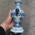 Vivid Chinese Collectable Art Hand Blue White Porcelain Flowers Vase