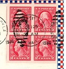 Ffc Cam 34 Aamc 34e12 Oklahoma To Columbus - Imperforate 2 Cent Washington Block