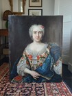 Antique 18th Century Oil Painting Portrait Of Elegant Noble Lady French School