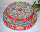 Artisan De Luxe Melamine Spanish Tile Medallion Dinner   Salad Plates - Set Of 8
