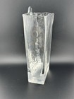 Clear Wavy Glass Wall Pocket Vase Hand Blown Hanging Or Free Standing 7 75   
