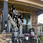 Welcome Halloween Skull Large House Flag Vertical Double Sided Burlap 28  X 40 