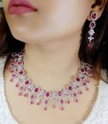 Indian Bollywood Bridal Set Silver Plated Jewelry Earrings Cz Ethnic Ad Necklace
