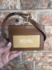 Michael Kors Jet Set Travel East West Id Card Case Wallet Lanyard Leather