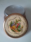 Vintage 1940s Music Box Powder Puff Trinket Tin Victorian Courting Couple Works