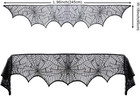 Halloween Cobweb Fireplace Scarf  Black Lace Spiderweb Mantle Scarf For Hallowee