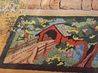 Aunt Lydia   s Covered Bridge In Summer Punch Needle Rug  671 24x36 Vintage Nos