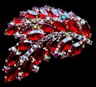 D e Juliana Trio Brooch Set With Matching Earring Blue Red Milk Glass 93g Vtg