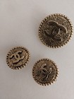 3 Golden Chanel Logo Buttons Woven Fabric Tags Cc Logo Baggie