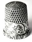 Antique Simons Bros  Sterling Silver Thimble     chased Ferns        spm    Monogram