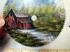 Hand Painted 7 Inch Saw Blade Art  Vintage Farm Scene  Great Home Decor Item