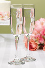 Wedding Champagne Toasting Flutes Glasses  6-ounce  Linked Hearts  Set Of 2