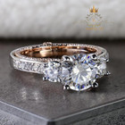 Solid 14k White Gold Moissanite Vintage Engagement Ring F vvs1 Round Cut 2 70 Ct