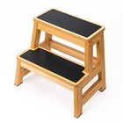  17 Inch Tall Wooden Two Step Stool For Adults   Kids  Versatile As Natural