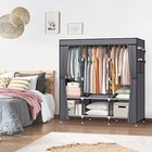  Portable Closet  61-inch Portable Wardrobe With 3 Hanging Rods And 6 Grey