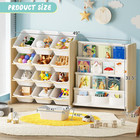 Kids Toy Storage Organizer - Toy Organizer With Bookshelf  12 Bin And 4 Shelf St