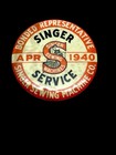 1940 Singer Featherweight Sewing Machine Bonded Service Rep Pinback Button Pin