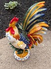 Fitz   Floyd Ricamo Rooster Figurine 21    Farmhouse Inspired Hand Painted Read