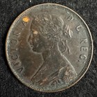 1880 Newfoundland Large Cent Queen Victoria Vg Detail Brown     U73