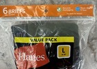 Hanes Tagless Mens Briefs 6 Pack Mid Rise Comfort Waistband Large Moisture Wick