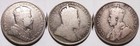 1902  1910  1911 Canada Silver 25 Cents  3-coin Lot Edward Vii George V