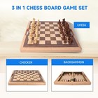 3-in-1 Wooden Folding Chess  Checker   Backgammon Board Game Set With Game Piece