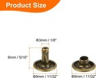 100 Sets Double Cap Leather Rivets  9x8mm Round Cap Tubular Metal Studs Leather