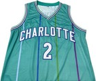 Charlotte Hornets Larry  grand Mama  Johnson Autographed Pro Style Teal Jerse   