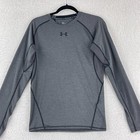 Under Armour Gray Heatgear Compression Shirt Mens Long Sleeve Stretch Size Large