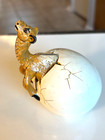 R Miranda Rare Camel Handmade Mexican Ceramic Hatching Egg Sculpture 3 25  Wide