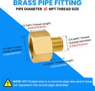 2-pack Brass Pipe Fitting 1 4 Npt Thread Male To 1 2 Npt Thread Female Reducer A