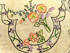 Charming Briar Rose forget-me-nots violets Vintage Hand Embroidered Centrepiece