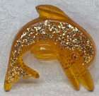 Vintage Mcm Amber Lucite Dolphin Wall Plaques Set Of 3 Gold Foil Resin Art 8 