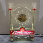 Vintage 2001 Budweiser Beer Lighted Wall Clock Advertising Sign Gold Acrylic
