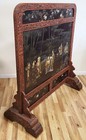 Rare Antique Chinese Asian Carved Lacquered Firescreen Room Divider Floor Screen
