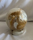 Vtg Hand Carved Natural Onyx Marble Sphere - Earth Tone Brown ivory 4 1 2    Tall