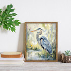 Framed Blue Heron Wall Art  Vintage Coastal Bird Pictures Wall Decor  Nature